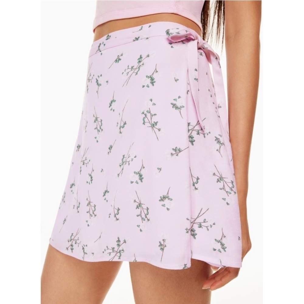 Sunday Best | Dawson Floral Wrap Mini Skirt Light Pink Size Small Aritzia